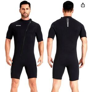 ZCCO Mens Shorty Wetsuits 3mm Neoprene Front Zipper Diving Suit